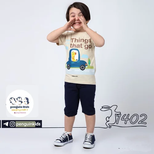 ست تیشرت شلوارک پسرانه با طرح زرافه ۱ تا ۷ سال
